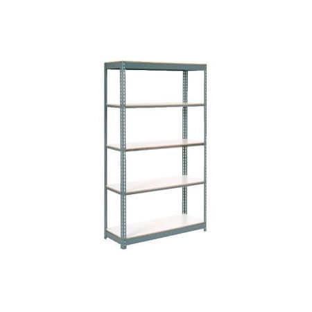 Heavy Duty Tan Shelving 48Wx12Dx84H With 5 Shelves, Laminate Deck, Gray